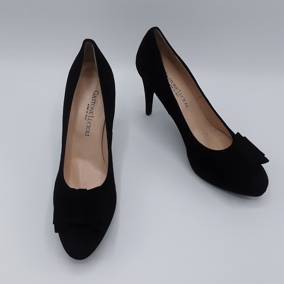 Gastone Lucioli Camoscio Black Suede Bow Pumps - Picture 1 of 6